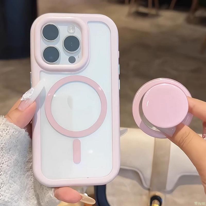 韓系ins小眾磁吸支架iPhone14蘋果手機殼15pro max適用12亞克力13