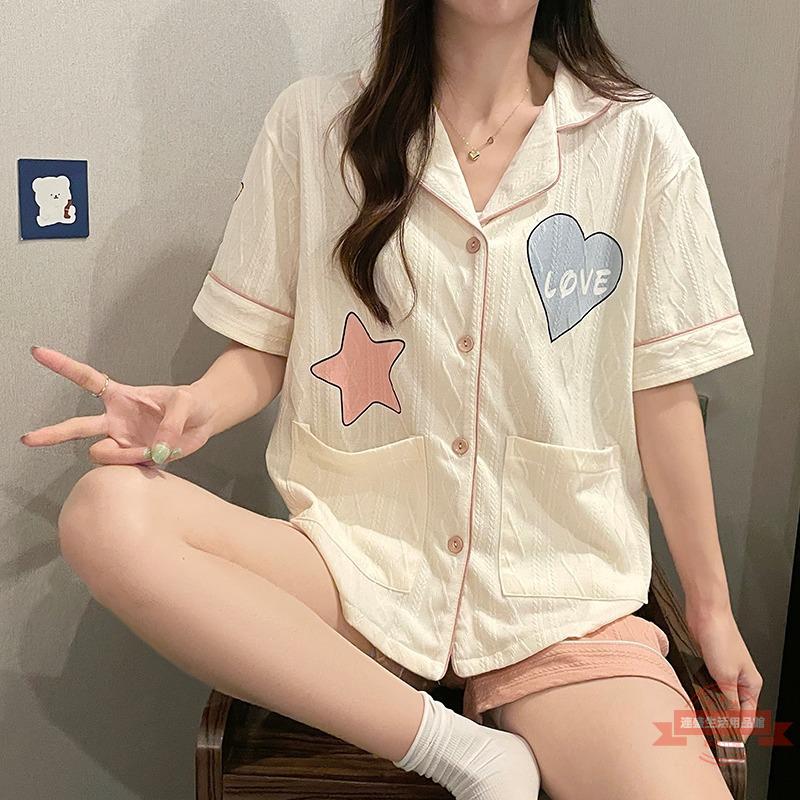 睡衣女夏季棉質薄款短袖短褲2022年新款韓版可愛可外穿家居服套裝