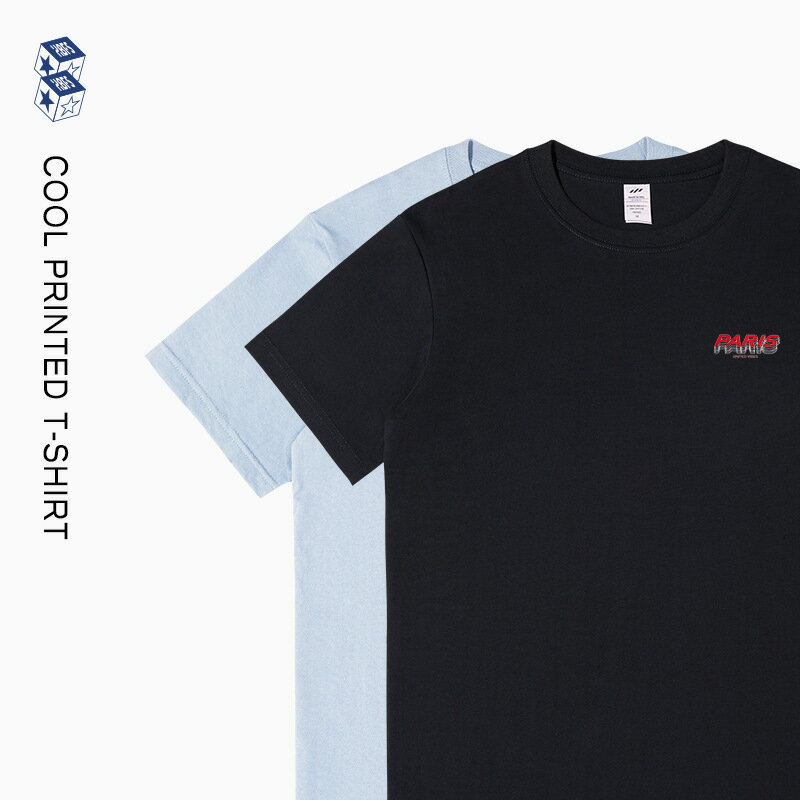 【喜挖】美式街頭嘻哈男生t恤字母印花純棉短袖夏季潮流設計感男裝半袖衫