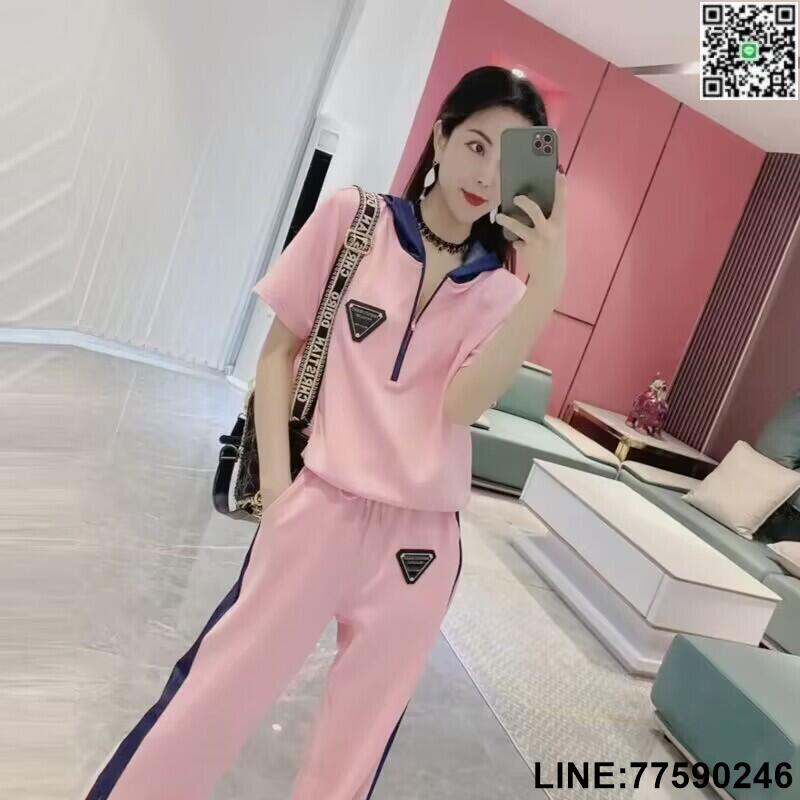 【歡樂購】運動套裝女夏新款寬鬆洋氣時尚大碼短袖休閒闊腿褲兩件套休閒服裝流行女裝女性衣服~BA16467
