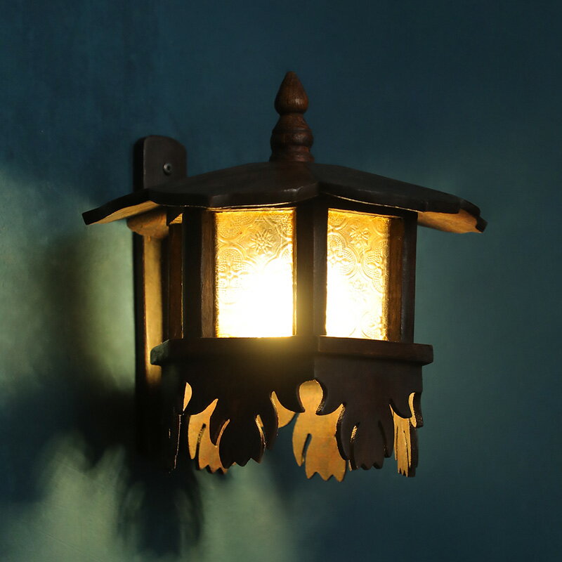 異麗家居東南亞風格燈飾復古壁燈過道陽臺壁燈工程實木壁燈酒店