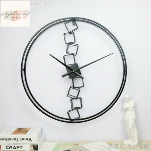 歐式極簡時尚客廳臥室牆面裝飾圓形掛鐘 創意鐵藝靜音鐘錶 clock