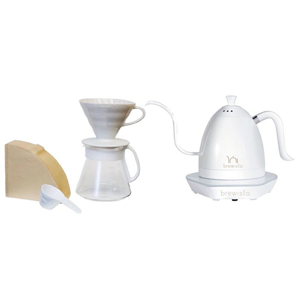 Brewista 600ml 溫控壺+ HARIO V60白色 02 陶瓷濾杯咖啡壺組 特惠組合『歐力咖啡』