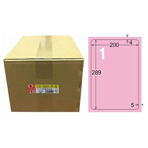 【龍德】A4三用電腦標籤 289x200mm 粉紅色1000入 / 箱 LD-860-R-B