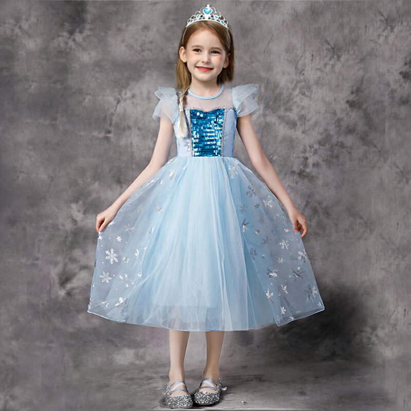 愛莎公主裙女童連衣裙夏季兒童裝裙子年新款洋氣大童生日禮服