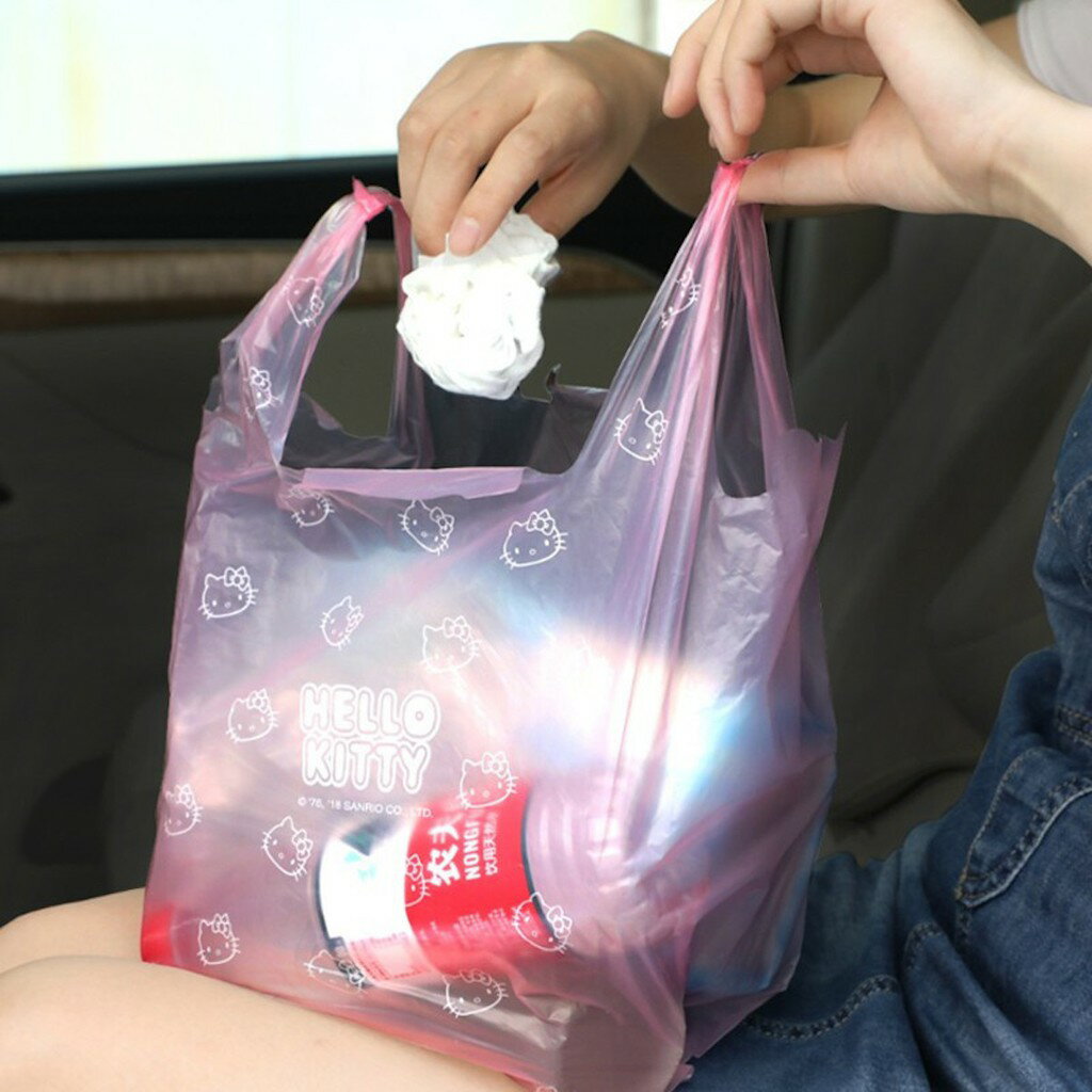 ISONA Hello Kitty 50入 3絲 手提垃圾袋 背心式垃圾袋 手提袋 包裝袋 手提塑膠袋 水果袋 PE 5