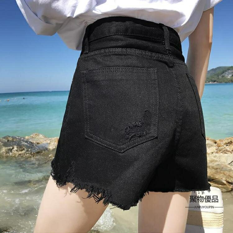女生牛仔褲推薦，牛仔短褲推薦到牛仔短褲女夏季a字寬鬆熱褲【聚物優品】