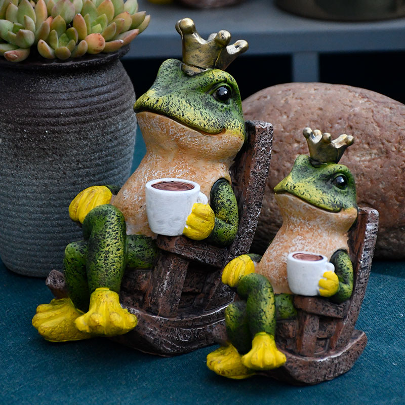 可愛青蛙擺件創意庭院裝飾布置可愛仿真動物雕塑戶外陽臺花園造景