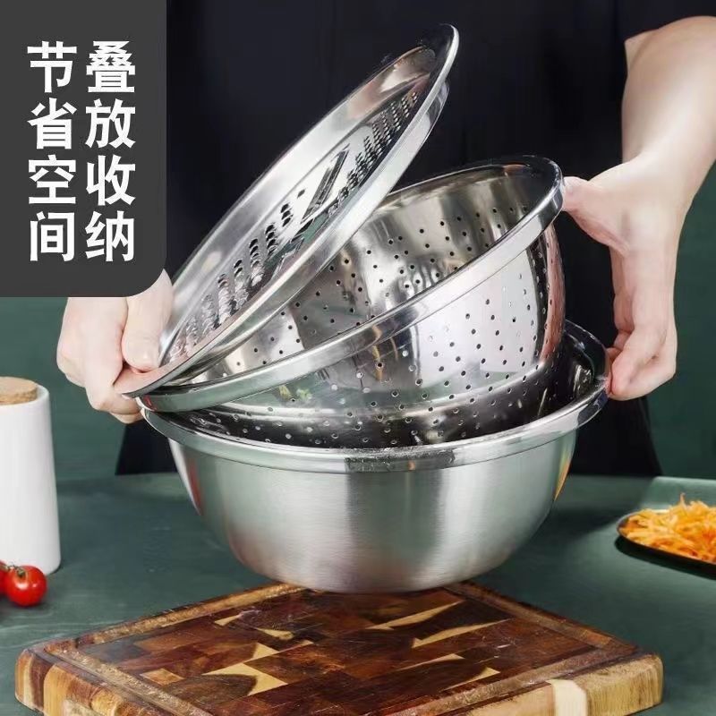 不銹鋼切菜神器家用洗菜刨絲盆土豆切片蘿蔔擦絲廚房多功能瀝水籃