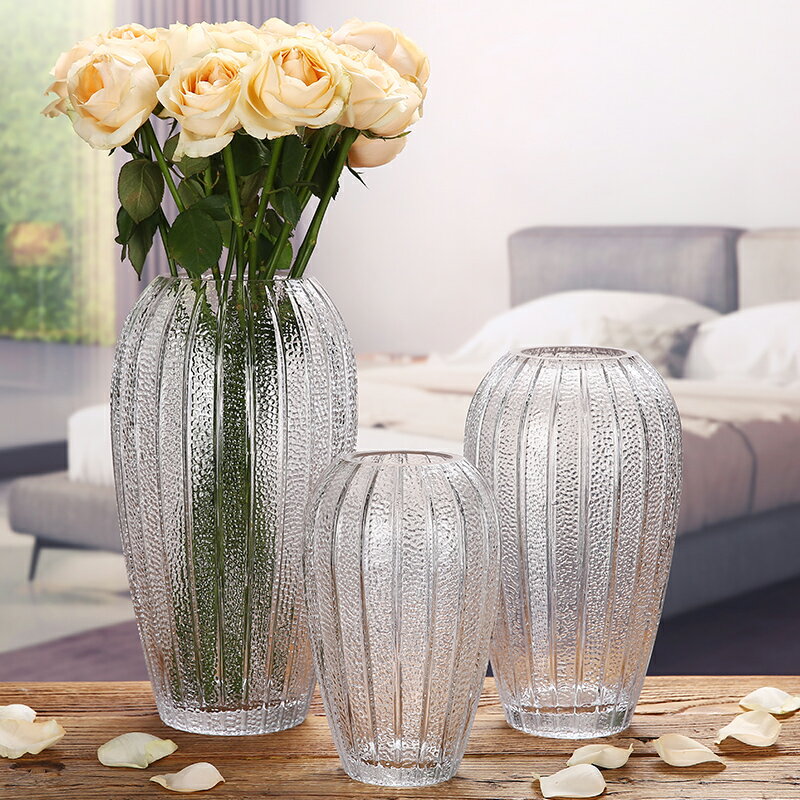 歐式玻璃花瓶擺件透明客廳小清新家居裝飾品水培花瓶鮮花桌面擺設