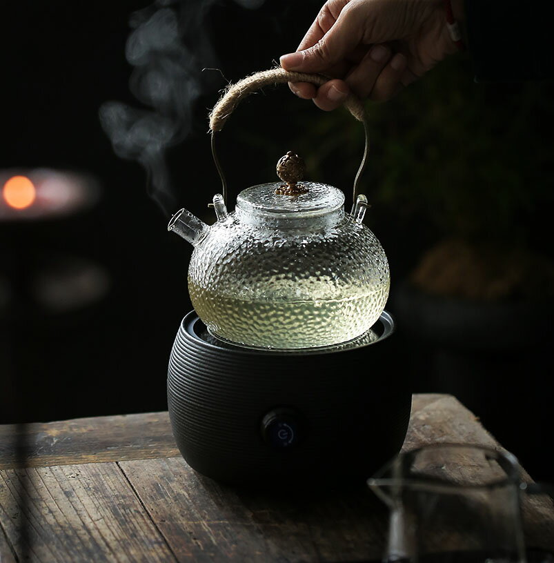 尚巖提梁壺耐熱玻璃茶具錘紋泡茶壺大容量家用功夫茶電陶爐煮茶器