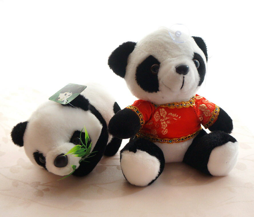 國寶熊貓娃娃 可愛唐裝熊貓公仔 毛絨玩具寶寶最愛1入