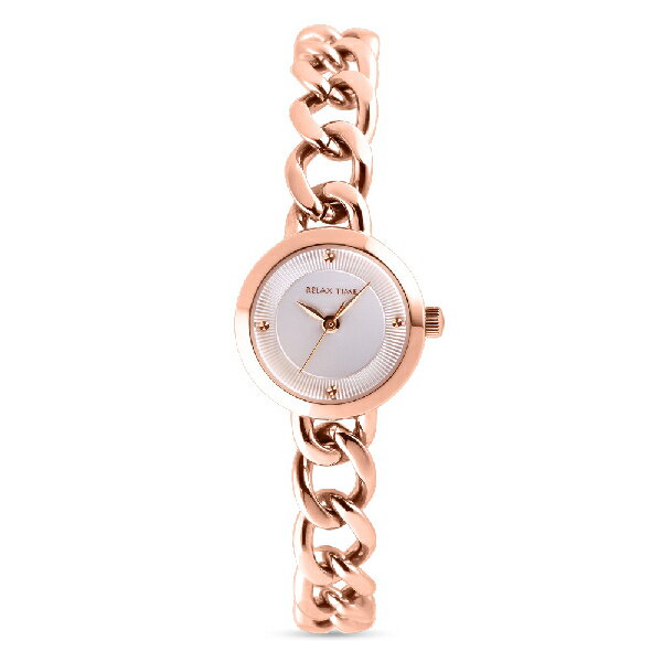Relax Time RT-109-1-02 手鍊風格女錶 玫瑰金×白 24mm｜樂天領券現折★全館特惠中★指定刷卡回饋10%