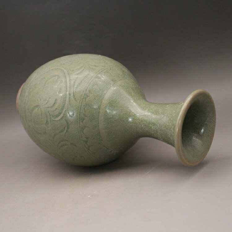 宋耀州窯青釉刻花玉壺春瓶花口瓶古董古玩仿古陶瓷器收藏擺件| 協貿國際