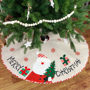 新款圣誕節裝飾麻布刺繡樹裙樹圍地毯圣誕樹圍裙布置裝飾品