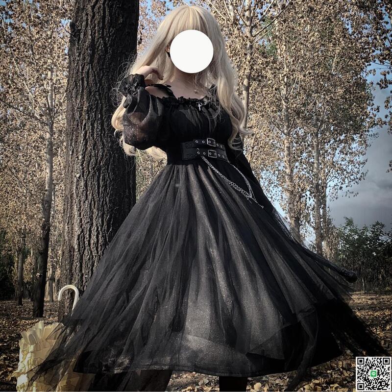 最低價❤️原創怪誕op哥特風lolita法式暗黑日常復古長袖洛麗塔連衣裙洋裝