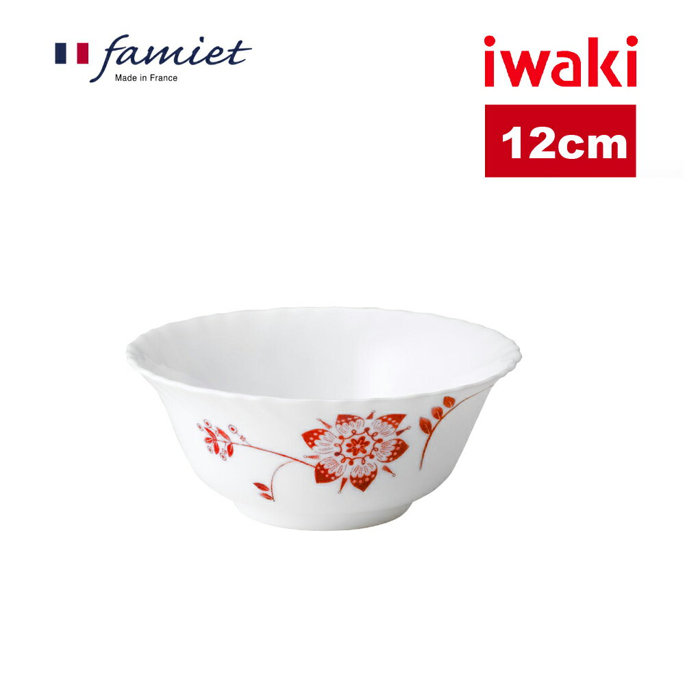 【iwaki】法國製芙蓉強化玻璃餐碗-12cm 紅