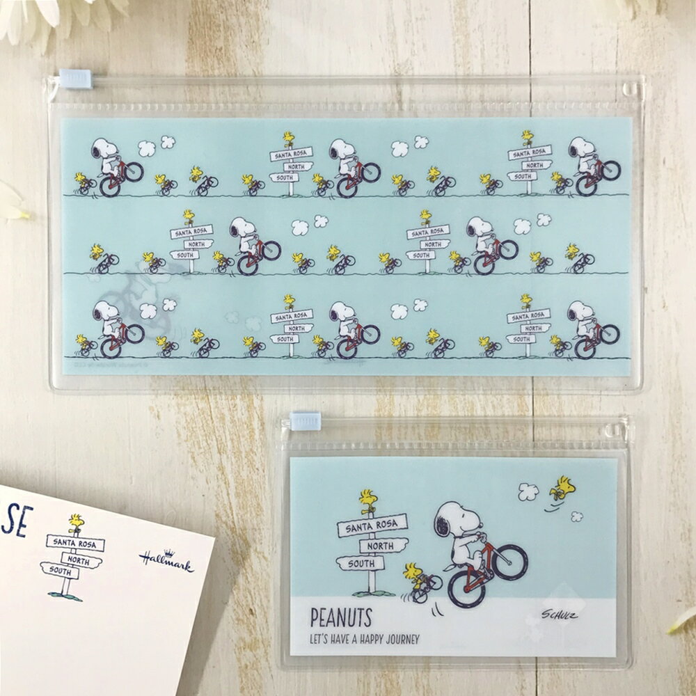 史努比 peanuts 快樂旅遊系列 夾鏈袋 二件組(藍色/自行車)-日本直送，現貨在台｜小鶴日貨