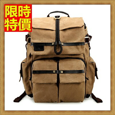 相機包 攝影後揹包-大容量真皮防水帆布時尚雙肩攝影包2色71a34【獨家進口】【米蘭精品】