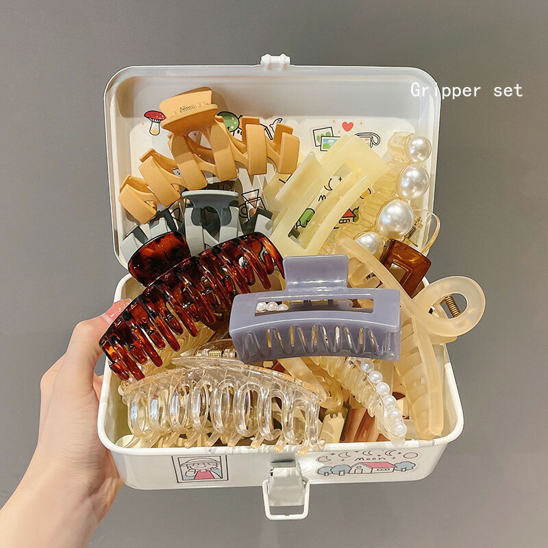 ins網紅洗澡發夾女百搭日常後腦勺盤發鯊魚夾子韓國珍珠發卡頭飾