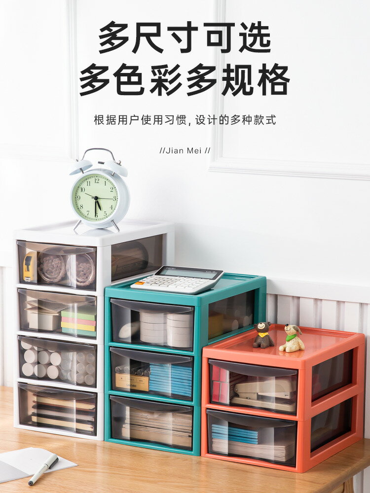 辦公桌面收納盒 透明小抽屜式收納櫃書本文具雜物化妝品整理儲物箱