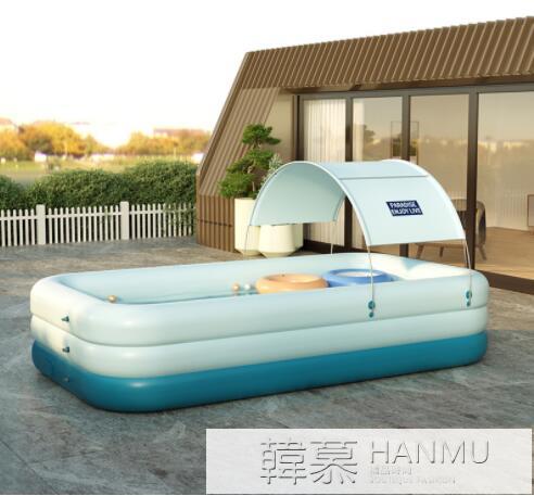 帶棚遮陽自動充氣兒童游泳池家用嬰兒泳池家庭戶外可折疊水池