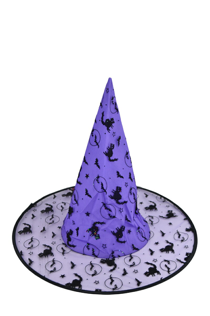 X射線【W405983】植絨尖頂帽(紫)，萬聖節/派對/舞會道具/cosplay/角色扮演/巫婆/聖誕節/表演/巫師/園遊會/校慶