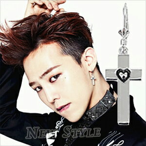 BIGBANG 權志龍 GD G-Dragon 同款鈦鋼十字愛心吊掛耳環 (單支價)