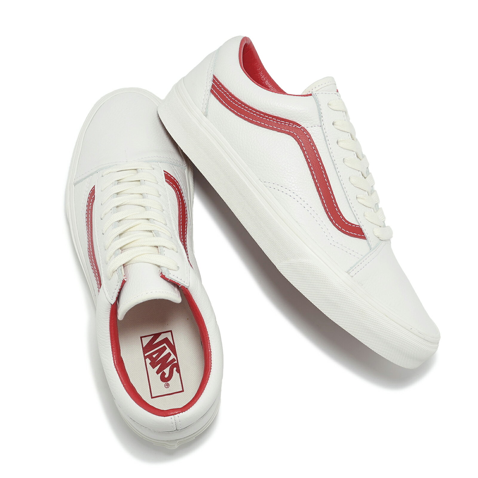 Vans 休閒鞋 Old Skool 男鞋 女鞋 白 紅 皮革 小白鞋 復古 百搭 VN000CP5BDU #雙12限定 6