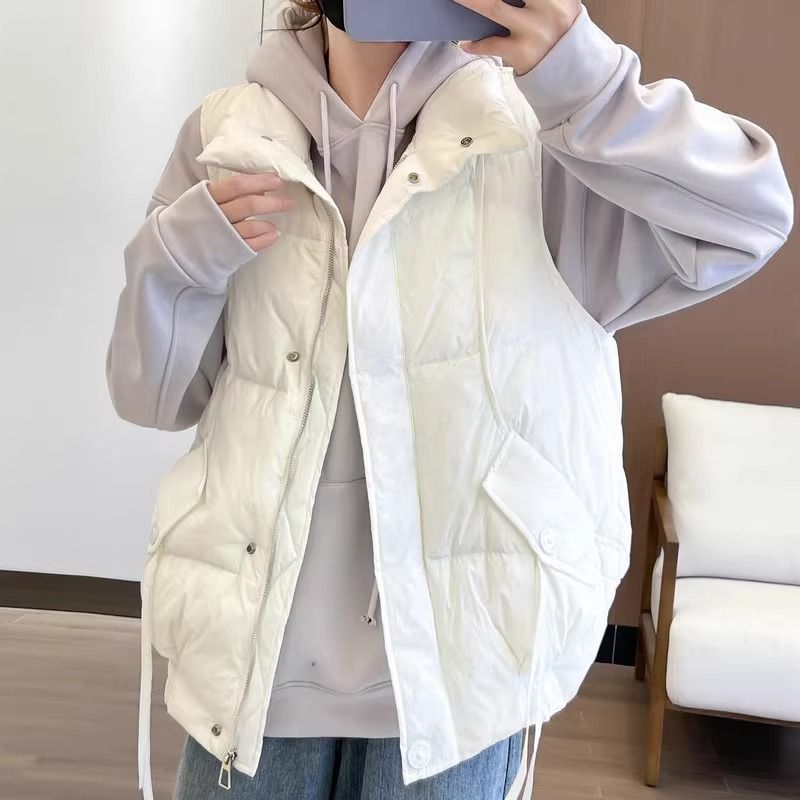 羽絨棉馬甲百搭寬松加厚棉服馬甲2024新款秋冬季加厚保暖時尚背心-享樂
