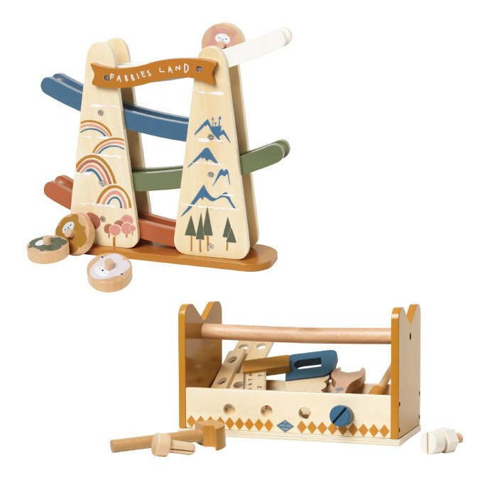 丹麥 Fabelab 木質玩具(軌道賽車/工具箱玩具組)感統玩具
