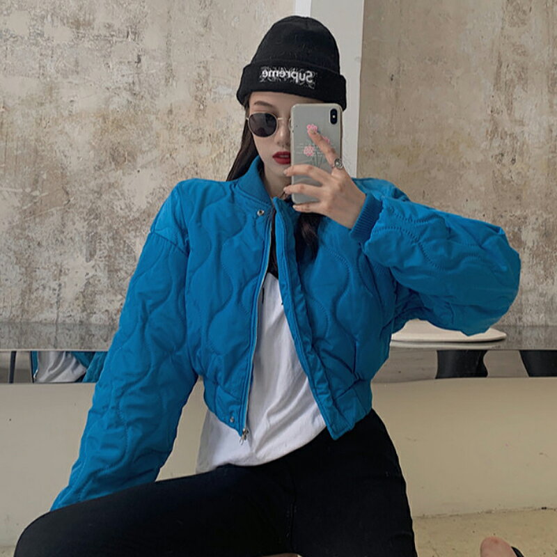 女士短款夾克百搭復古加厚棒球服純棉麵包服棉衣外套【聚物優品】