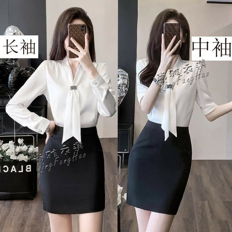 工作服職業氣質女裝套裝高級夏季空姐制服前臺接待襯衫包裙ol工裝yzh