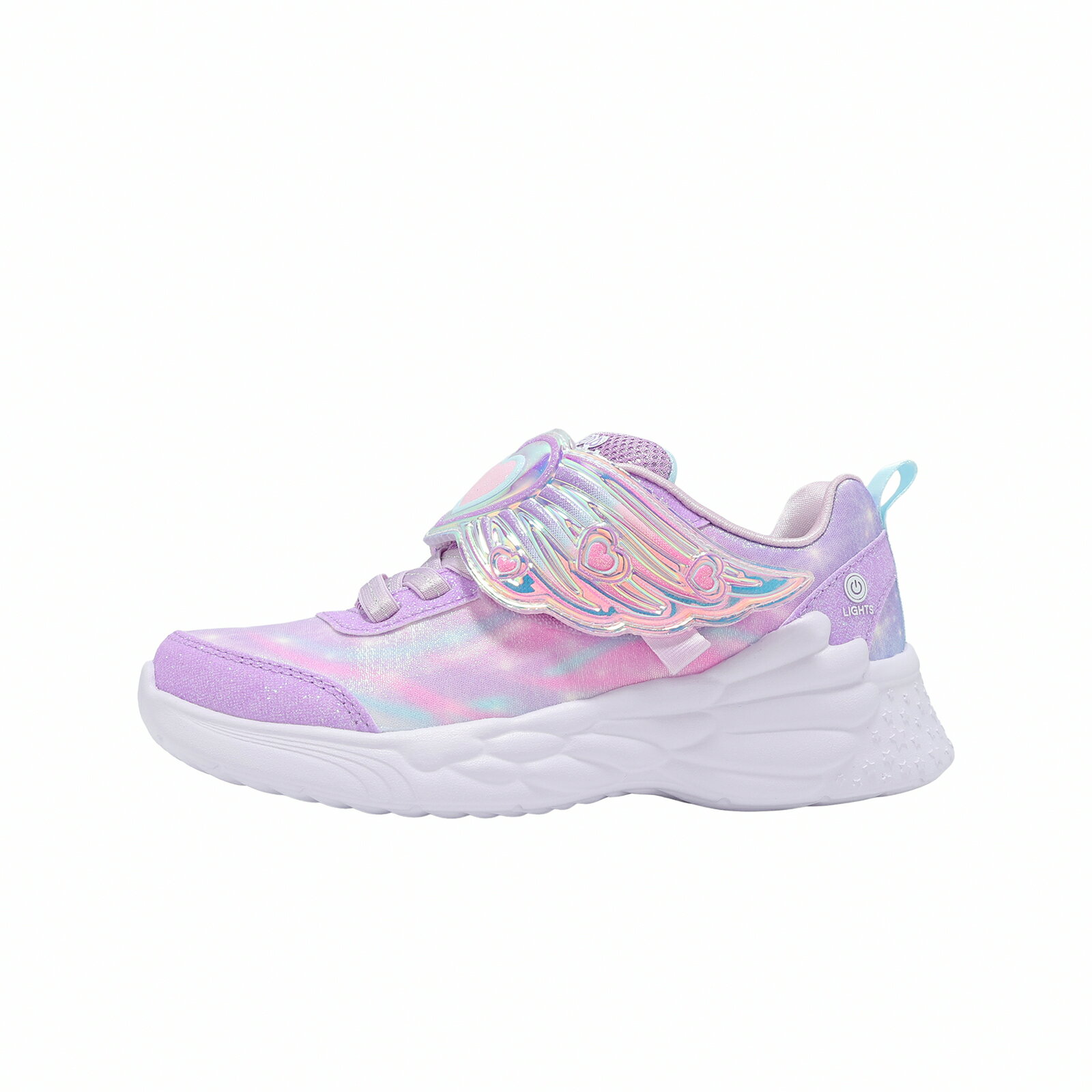 Skechers 休閒鞋 S Lights-Dream Racer 中大童 紫粉 愛心翅膀 燈鞋 303067LLAV