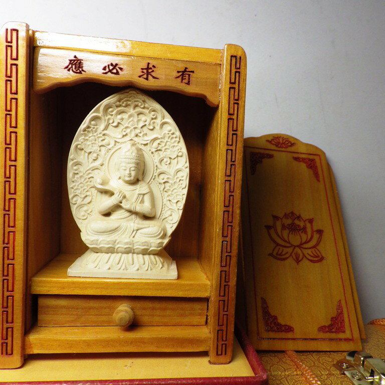精品隨身佛龕 黃楊木大勢至菩薩木雕佛像