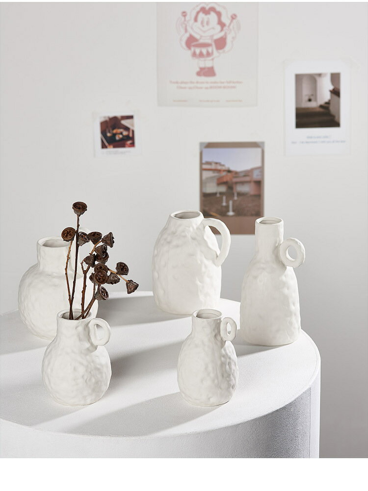 花盆 ns白色陶瓷花瓶干花小清新客廳插花滿星臥室客廳家居裝飾擺件