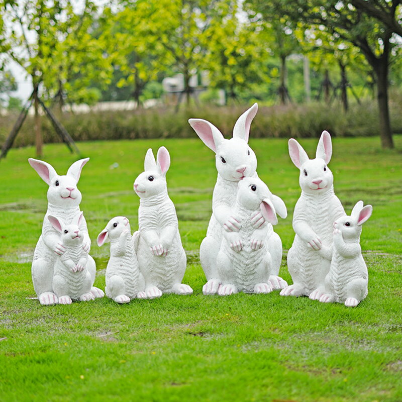 室外仿真母子兔子雕塑擺件草坪動物工藝品園林景觀小品裝飾大模型