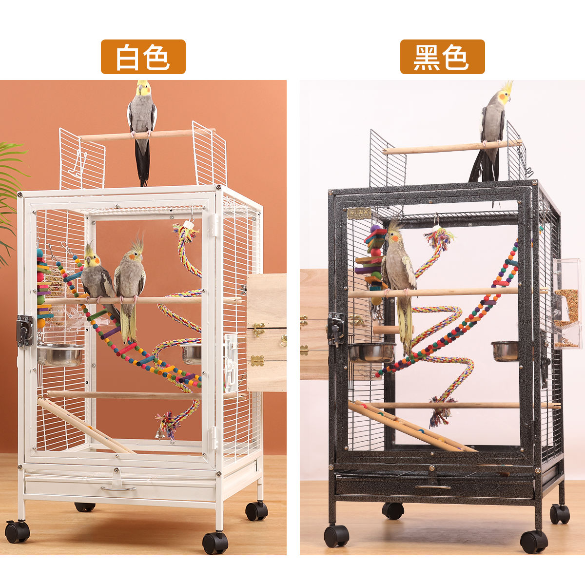   貨 鳥籠 鳥窩 鸚鵡籠 寵物用品 透明亞克力防濺灑鸚鵡籠子鳥籠虎皮玄鳳牡丹別墅繁殖籠大號型家用