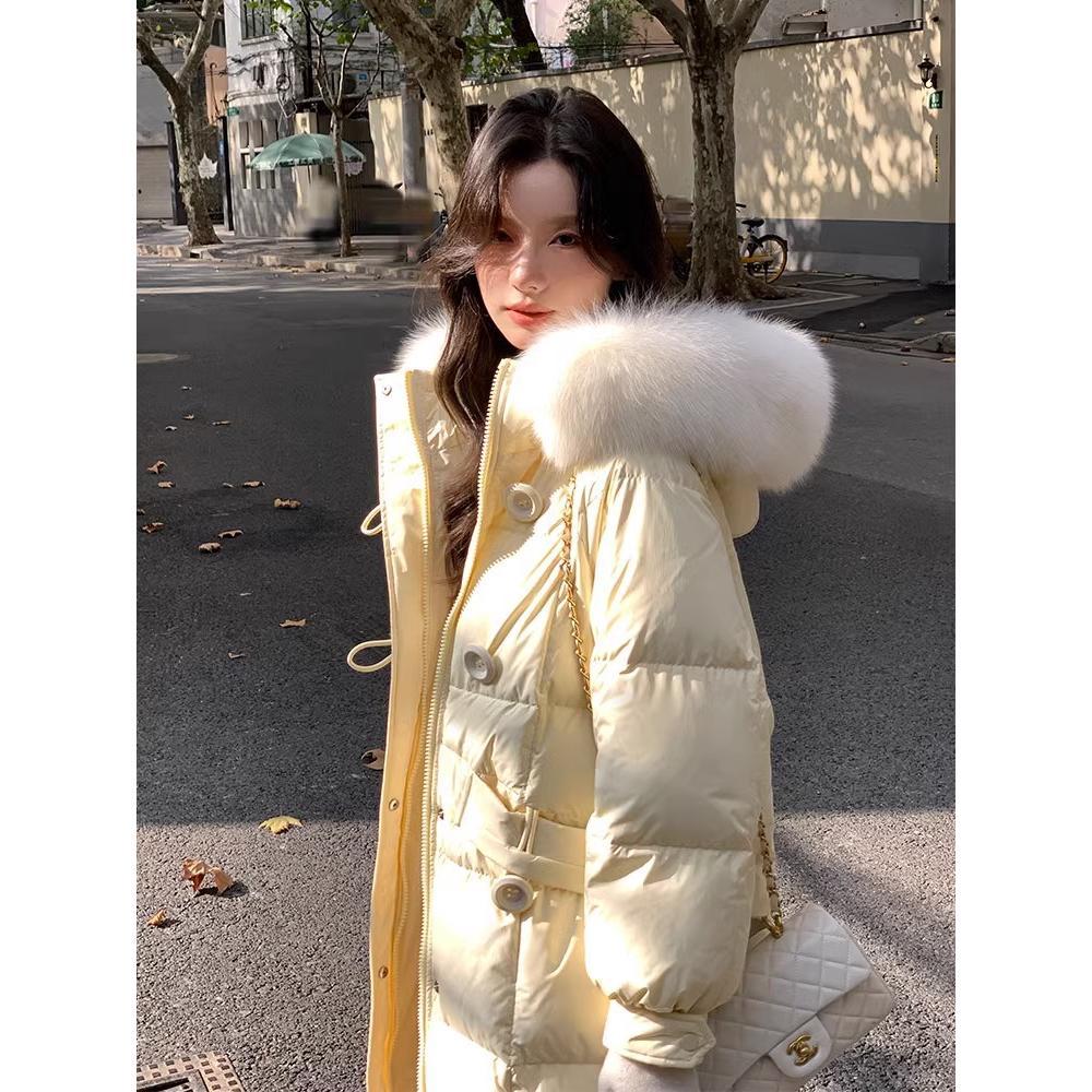 韓系長款羽絨服女2023年新款冬季設計感小眾加厚時尚大毛領外套