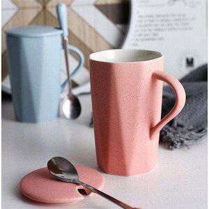 陶瓷馬克杯帶蓋勺ins杯子女學生韓版男家用創意早餐咖啡杯大容量