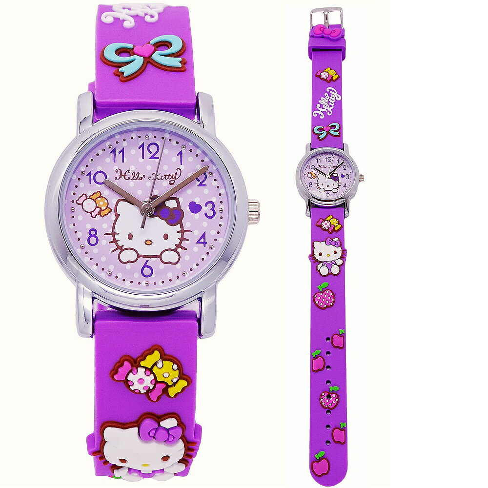 Hello Kitty 可愛討喜惹人愛時尚造型腕錶-紫色-KT015LWVV