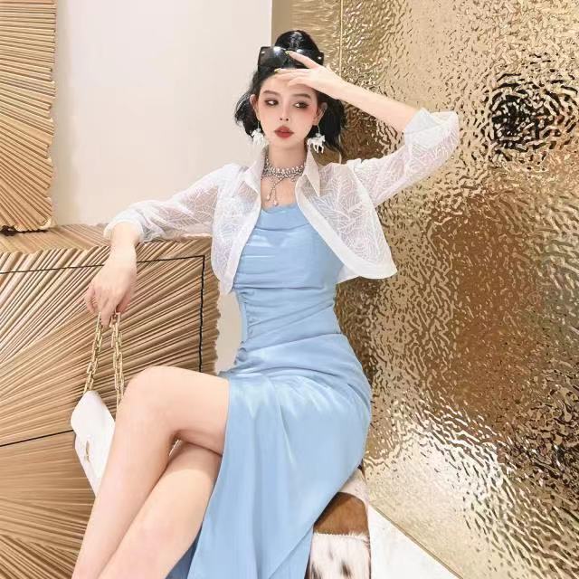 短款上衣黑色微透小外套女長袖韓版氣質時尚小眾百搭開衫夏季新款