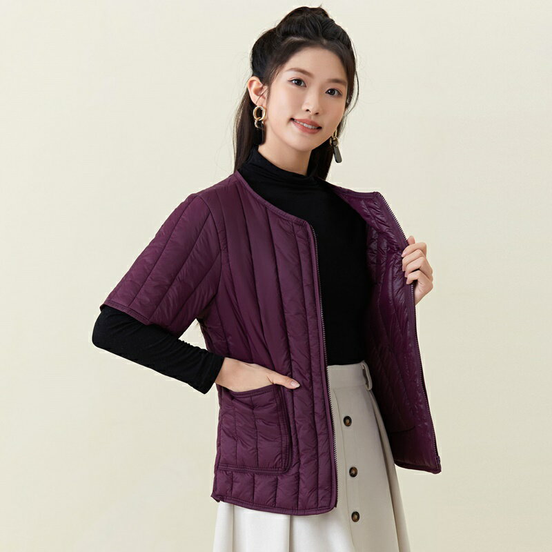 【巴黎精品】現貨+預購 鋪棉外套休閒夾克-直條短袖雙面保暖女外套4色a1hp40