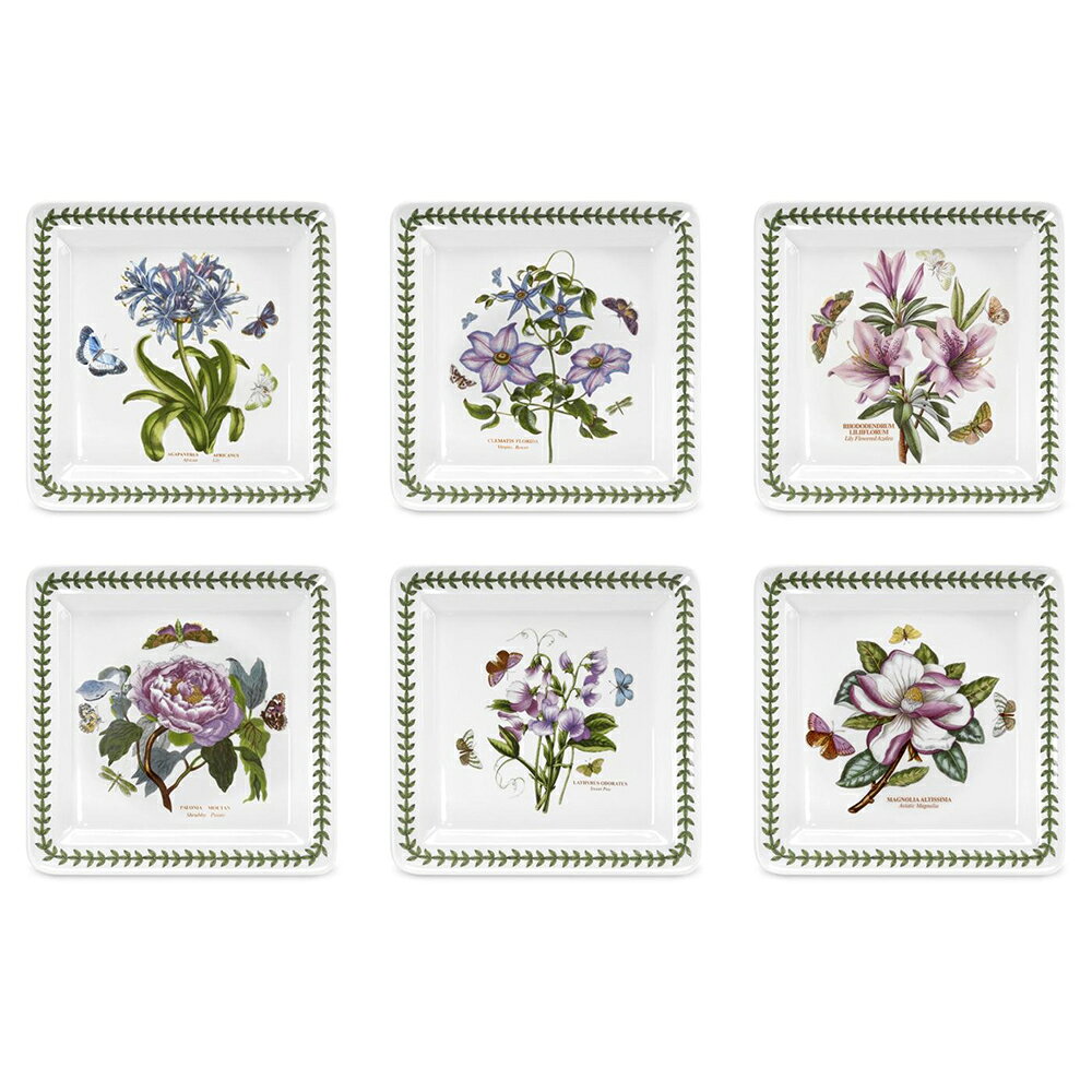英國 Portmeirion-Botanic Garden 經典植物園系列 27CM(10.5吋)方盤6入組