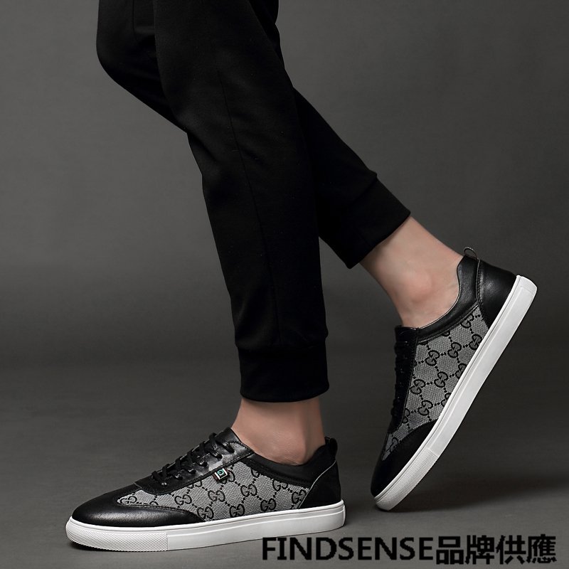 FINDSENSE品牌 四季款 新款 日本 情侶 高品質 真皮 舒適透氣 時尚 板鞋 運動休閒鞋 潮流鞋子