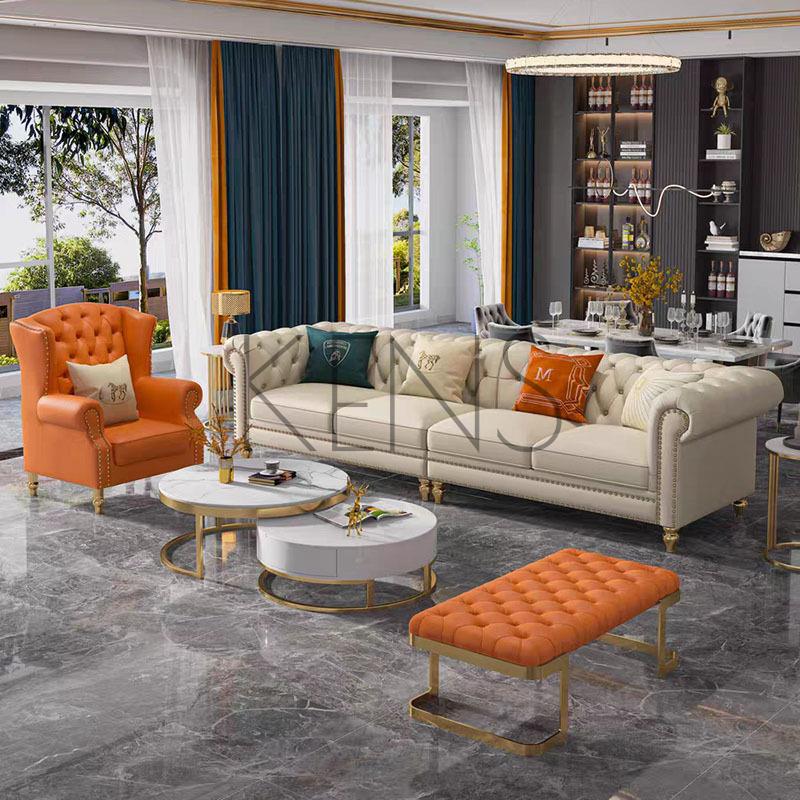 【KENS】沙發 沙發椅 美式輕奢真皮沙發客廳三人位組合家具大小戶型現代貴妃轉角沙發