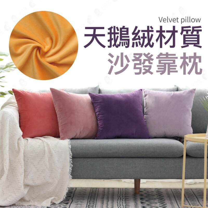 【天鵝絨枕套+枕芯】45X45CM純色抱枕 隱形拉鍊防刮 枕頭 靠墊 靠枕 午睡枕【AAA6528】