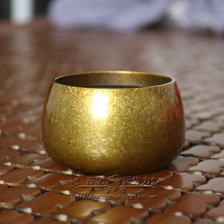 雪花紋銅爐銅缽小擺件純黃銅一炷香爐銅器皿銅容器古玩銅器銅雕件