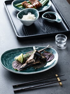 朵頤墨藻魚盤創意北歐菜盤陶瓷不規則盤子飯碗碟家用商用擺盤餐具1入