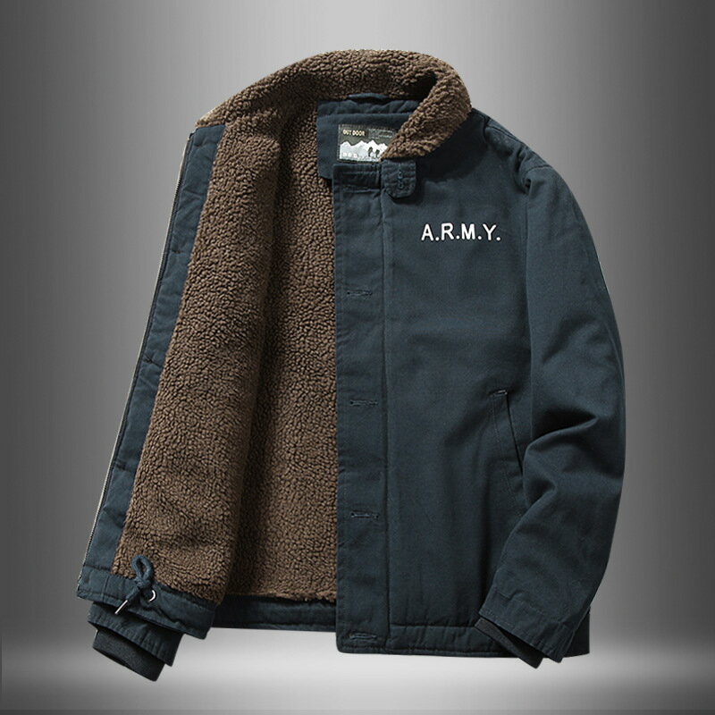 【巴黎精品】軍裝外套派克服-羊羔毛毛領短款飛行員男夾克3色a1fa8 1